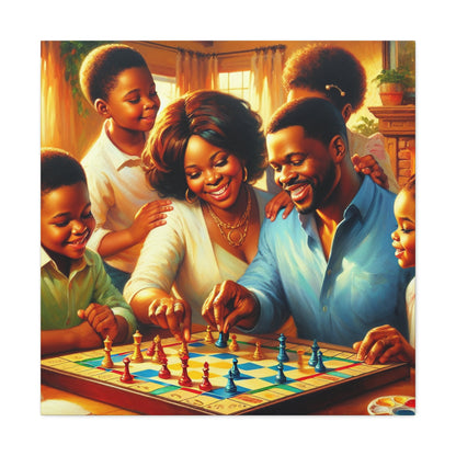 "Cheerful Chess Family Fun" - Canvas - Authentic4Us