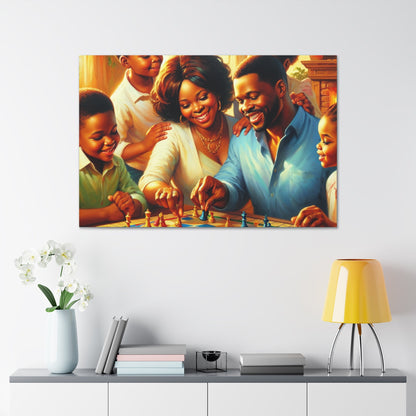 "Cheerful Chess Family Fun" - Canvas - Authentic4Us