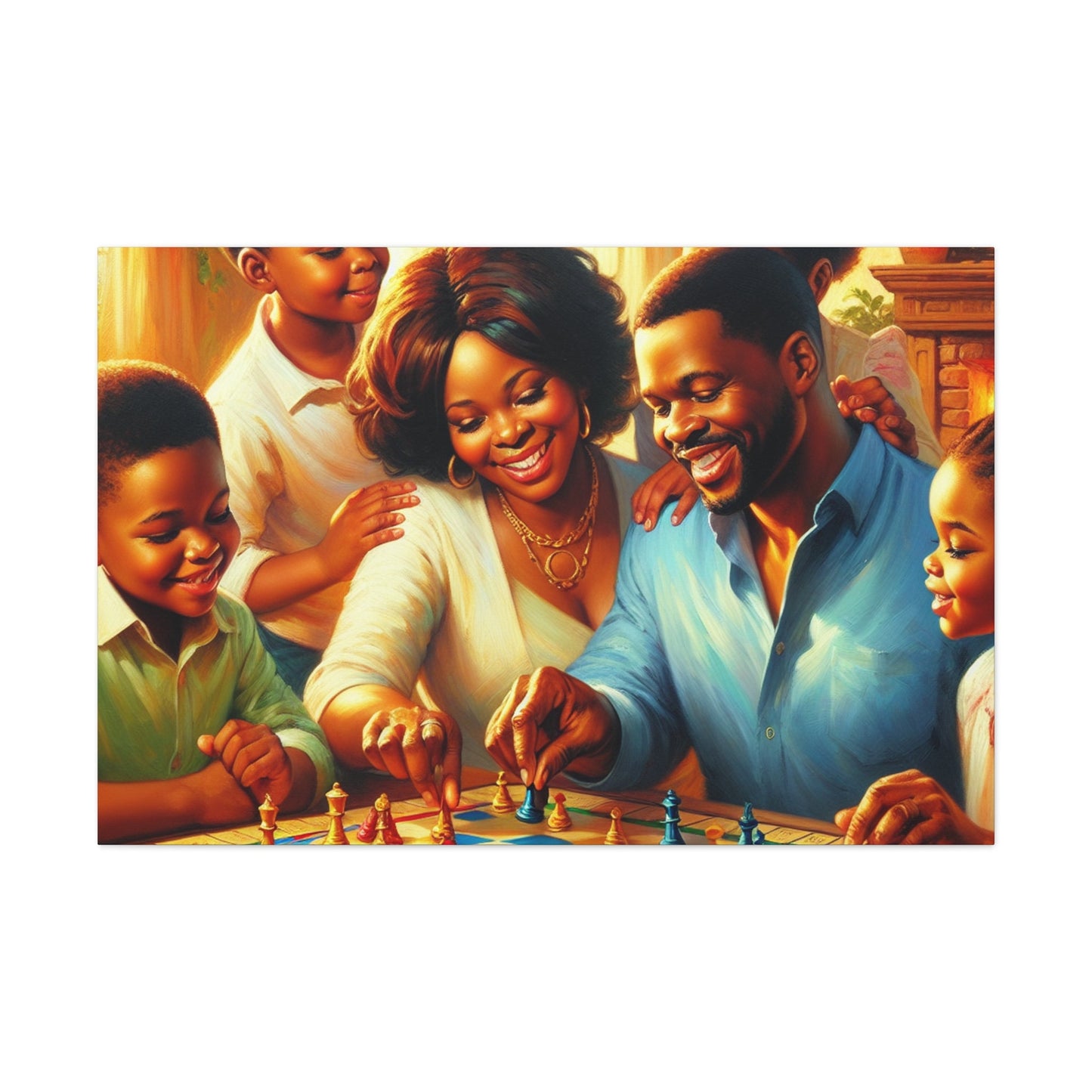 "Cheerful Chess Family Fun" - Canvas - Authentic4Us