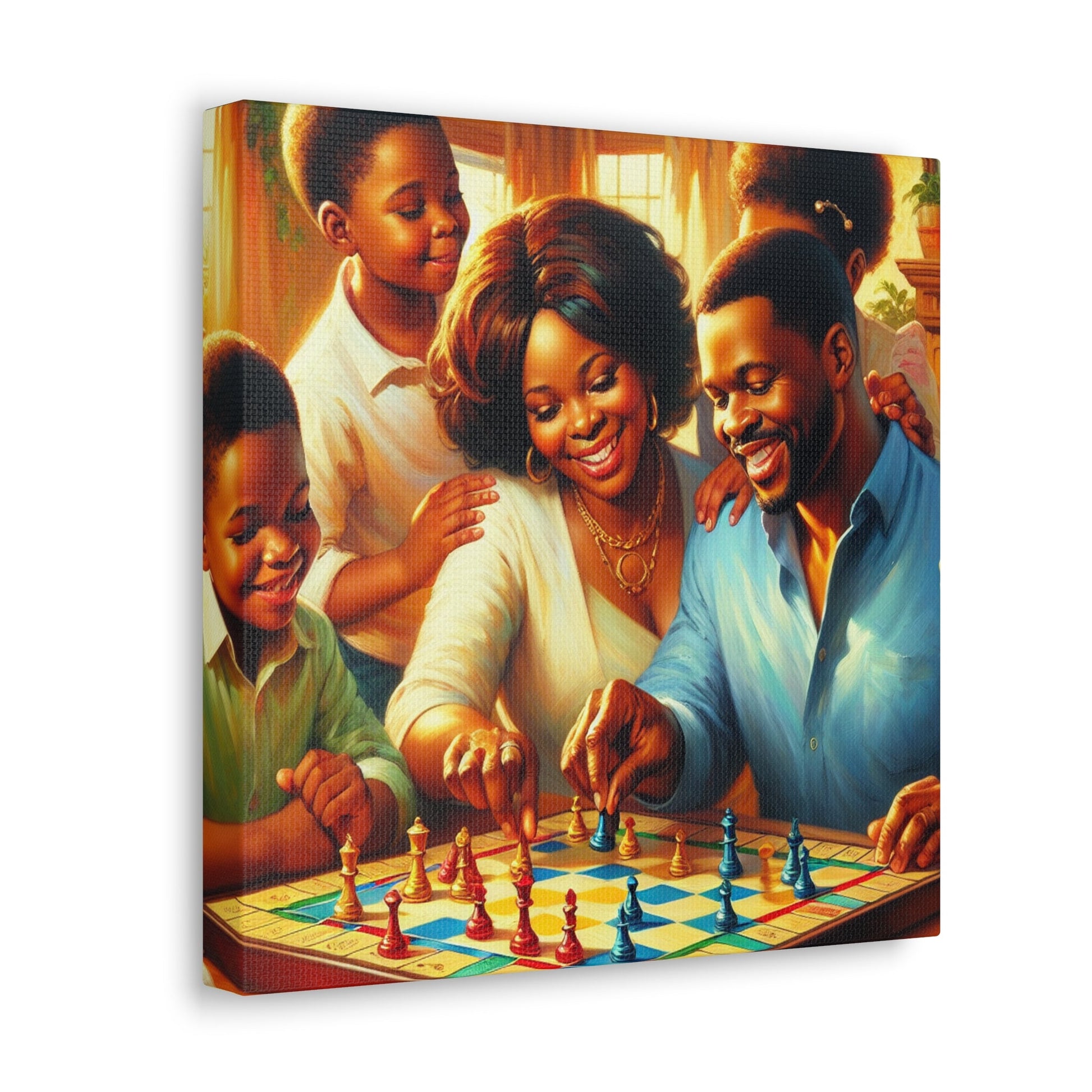 "Cheerful Chess Family Fun" - Canvas - Authentic4Us