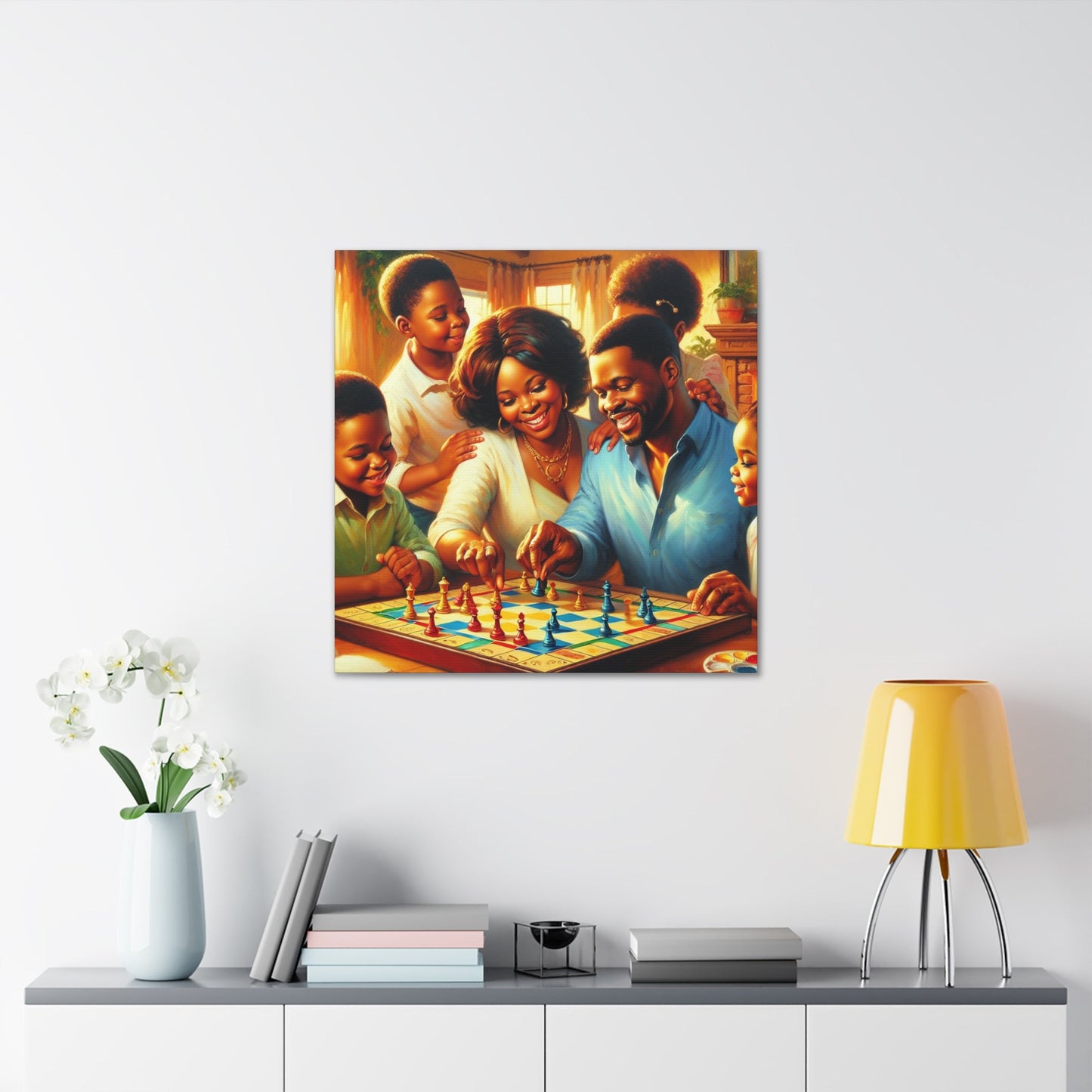 "Cheerful Chess Family Fun" - Canvas - Authentic4Us