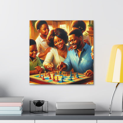 "Cheerful Chess Family Fun" - Canvas - Authentic4Us