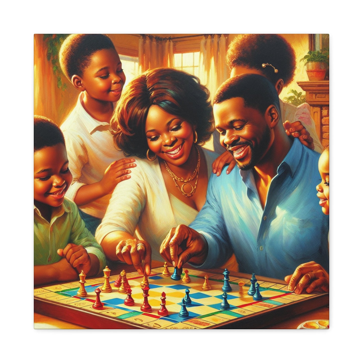 "Cheerful Chess Family Fun" - Canvas - Authentic4Us