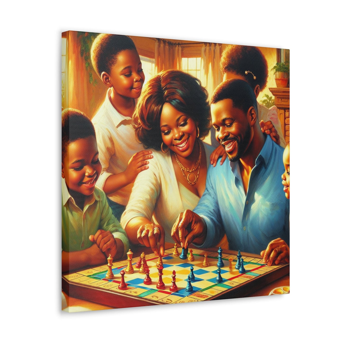 "Cheerful Chess Family Fun" - Canvas - Authentic4Us