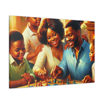 "Cheerful Chess Family Fun" - Canvas - Authentic4Us