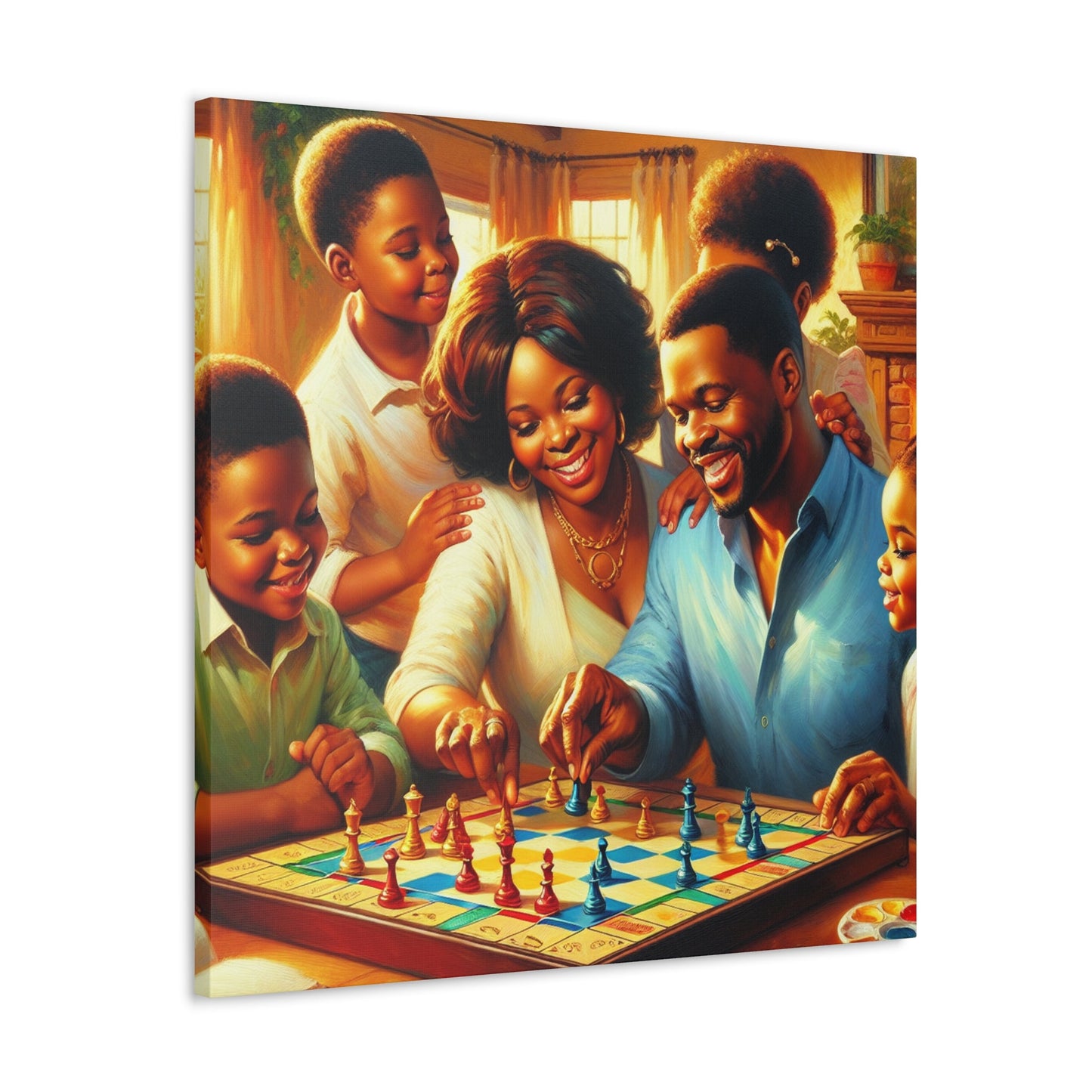 "Cheerful Chess Family Fun" - Canvas - Authentic4Us