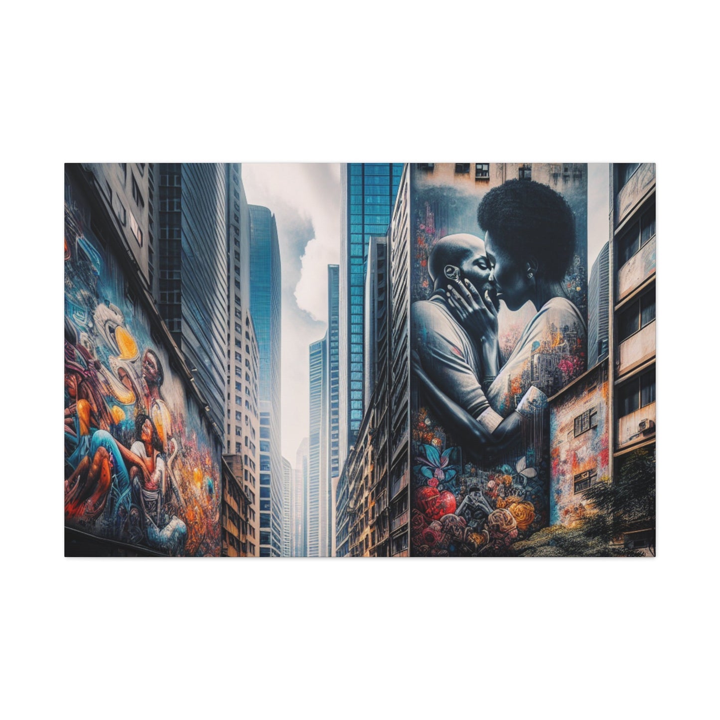 "City Love: Embrace in Murals" - Canvas - Authentic4Us