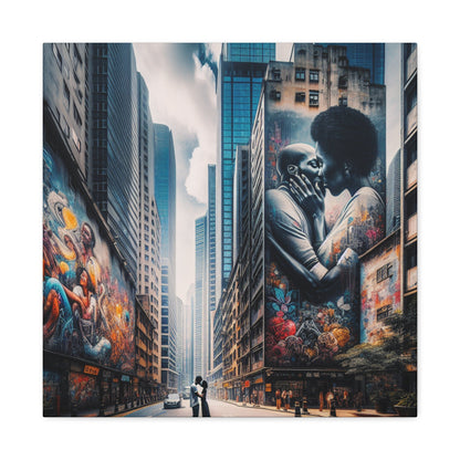 "City Love: Embrace in Murals" - Canvas - Authentic4Us