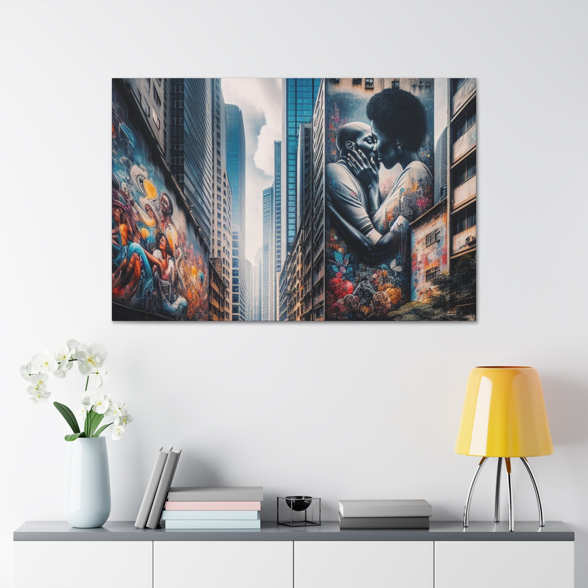 "City Love: Embrace in Murals" - Canvas - Authentic4Us