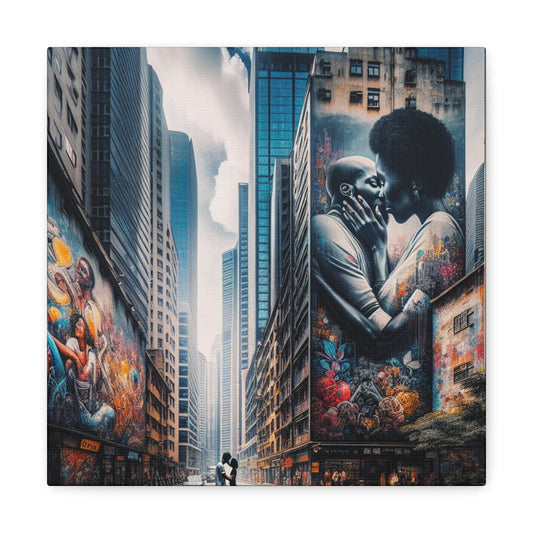 "City Love: Embrace in Murals" - Canvas - Authentic4Us