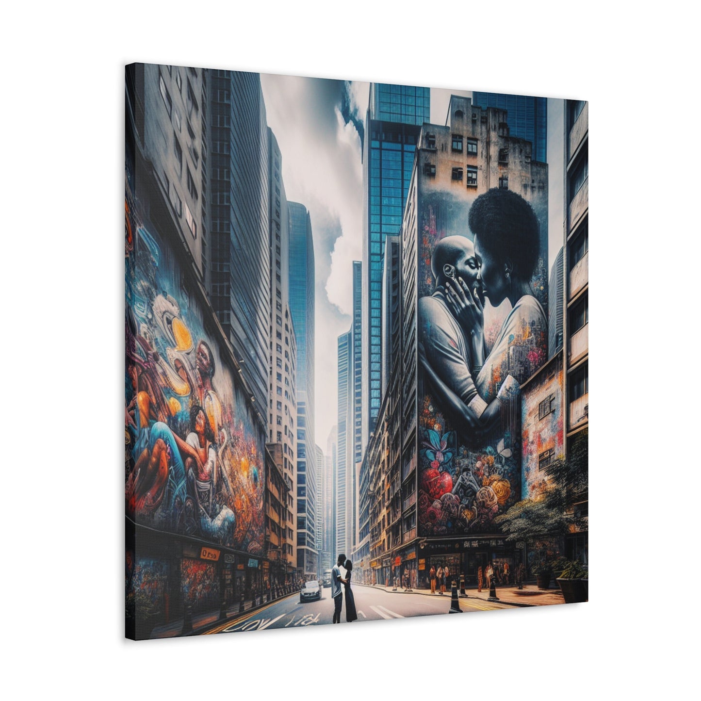 "City Love: Embrace in Murals" - Canvas - Authentic4Us