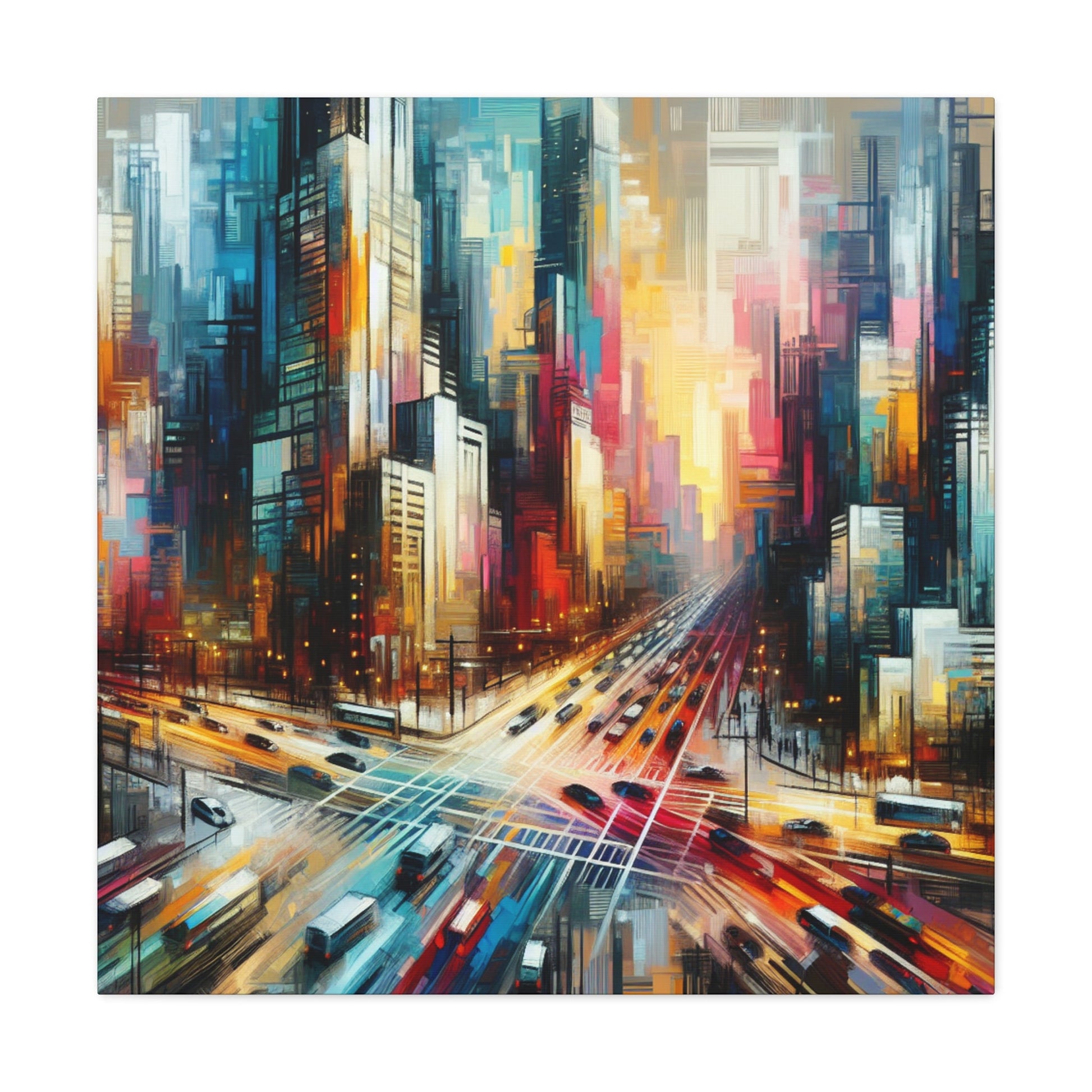 "Cityscape Symphony: Vibrant Abstract" - Canvas - Authentic4Us