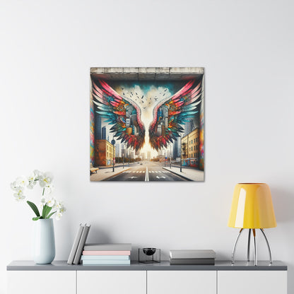 "Cityscape Wings Mural: Urban Fusion" - Canvas - Authentic4Us