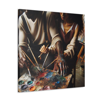 "Collaborative Painting Duo in Studio" - Canvas - Authentic4Us