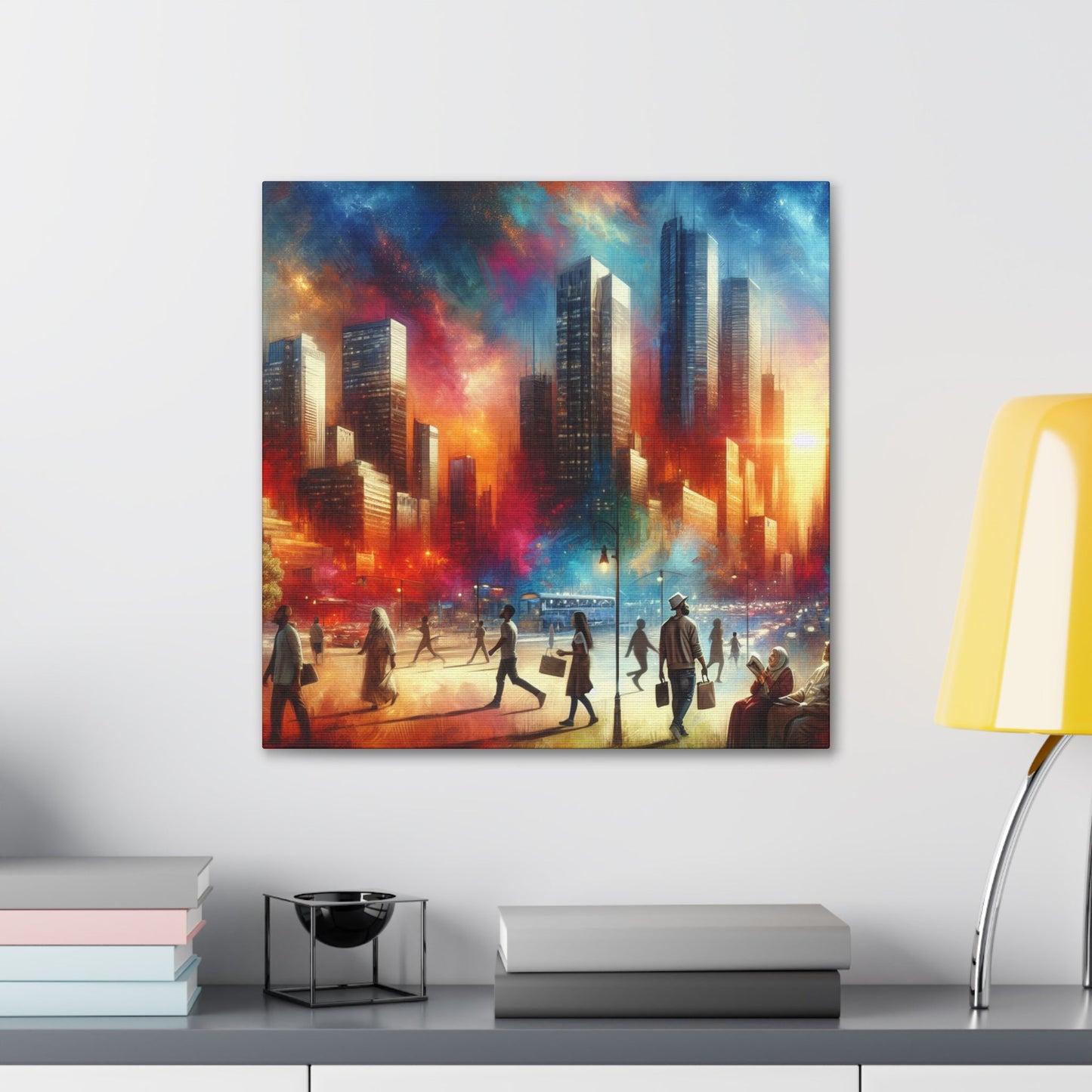 "Cosmic Cityscape: Vibrant Impressionistic Blend" - Canvas - Authentic4Us