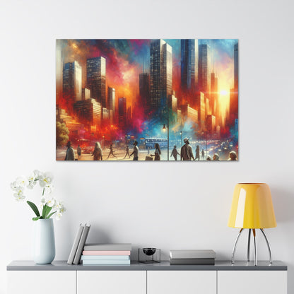 "Cosmic Cityscape: Vibrant Impressionistic Blend" - Canvas - Authentic4Us