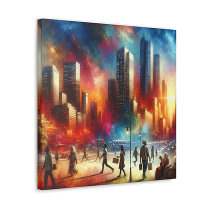 "Cosmic Cityscape: Vibrant Impressionistic Blend" - Canvas - Authentic4Us