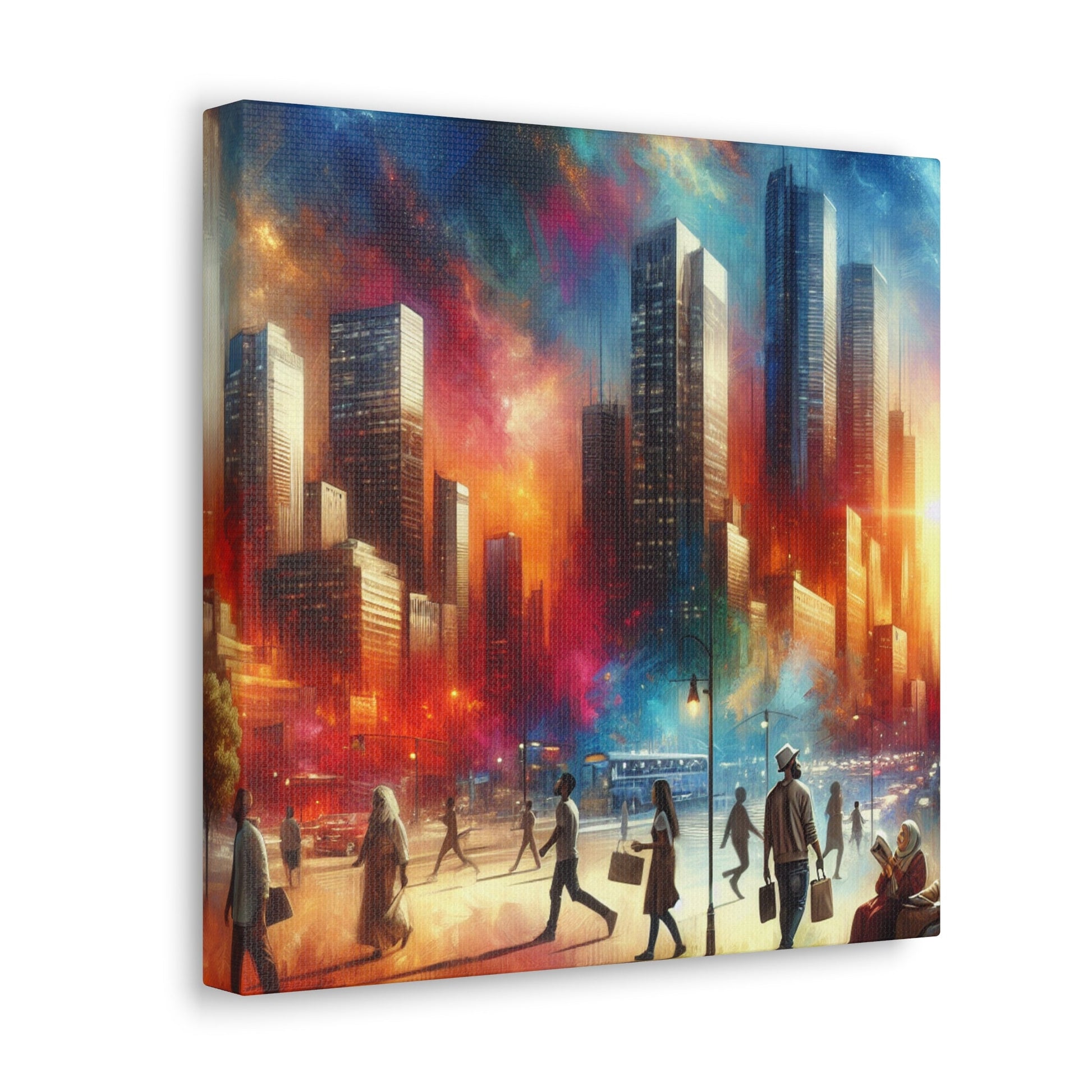 "Cosmic Cityscape: Vibrant Impressionistic Blend" - Canvas - Authentic4Us