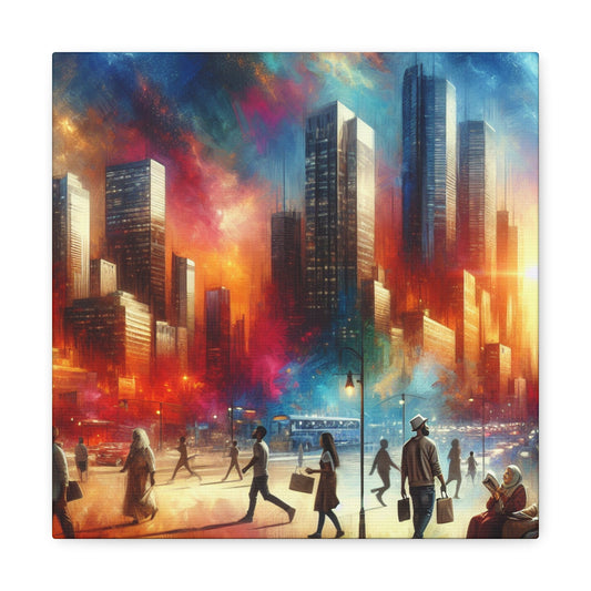 "Cosmic Cityscape: Vibrant Impressionistic Blend" - Canvas - Authentic4Us