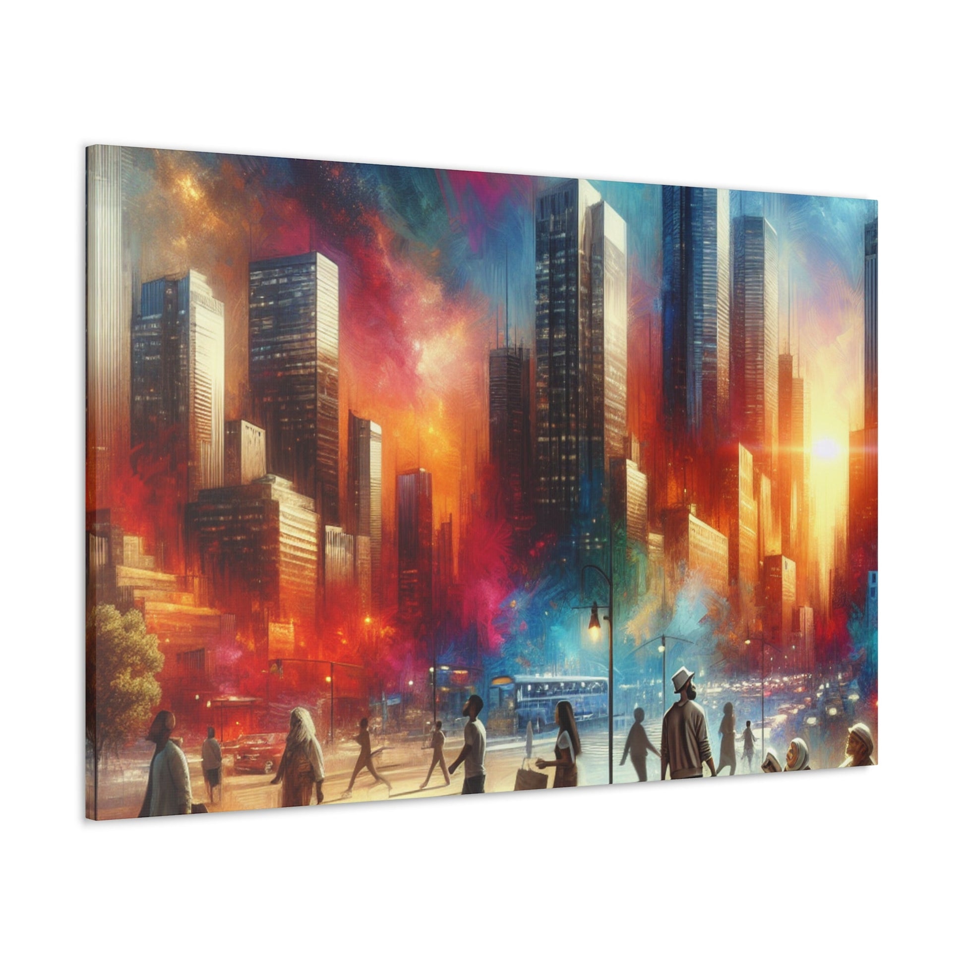 "Cosmic Cityscape: Vibrant Impressionistic Blend" - Canvas - Authentic4Us