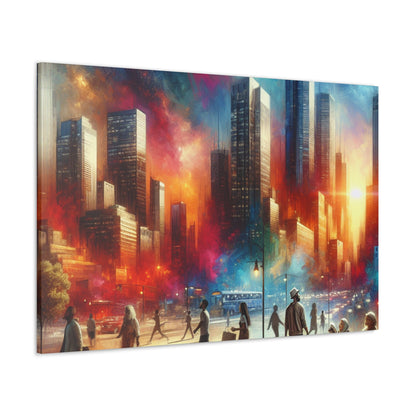 "Cosmic Cityscape: Vibrant Impressionistic Blend" - Canvas - Authentic4Us