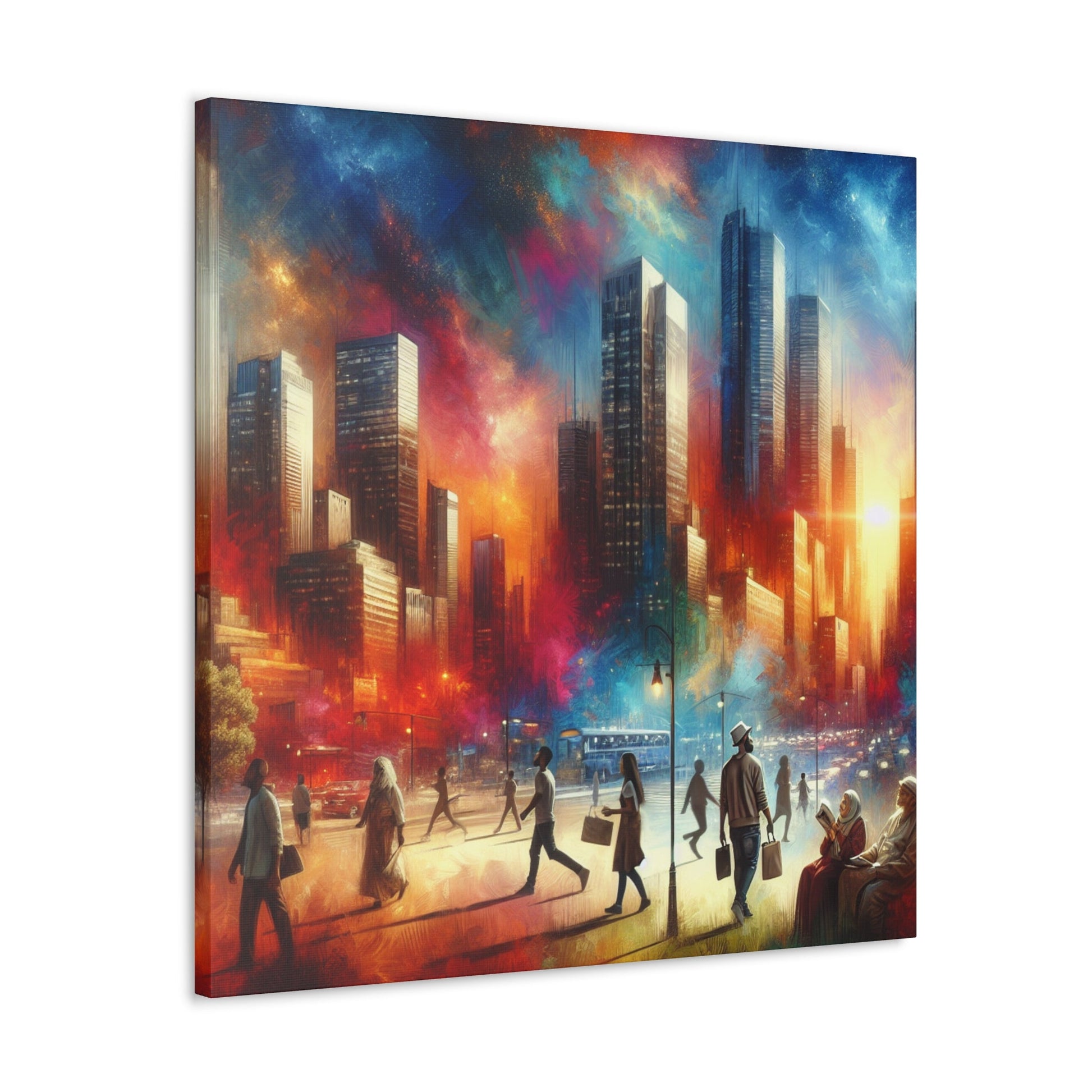 "Cosmic Cityscape: Vibrant Impressionistic Blend" - Canvas - Authentic4Us