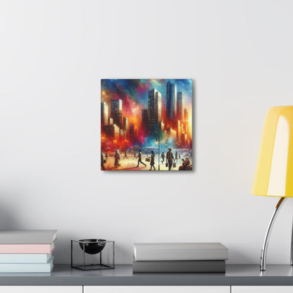 "Cosmic Cityscape: Vibrant Impressionistic Blend" - Canvas - Authentic4Us