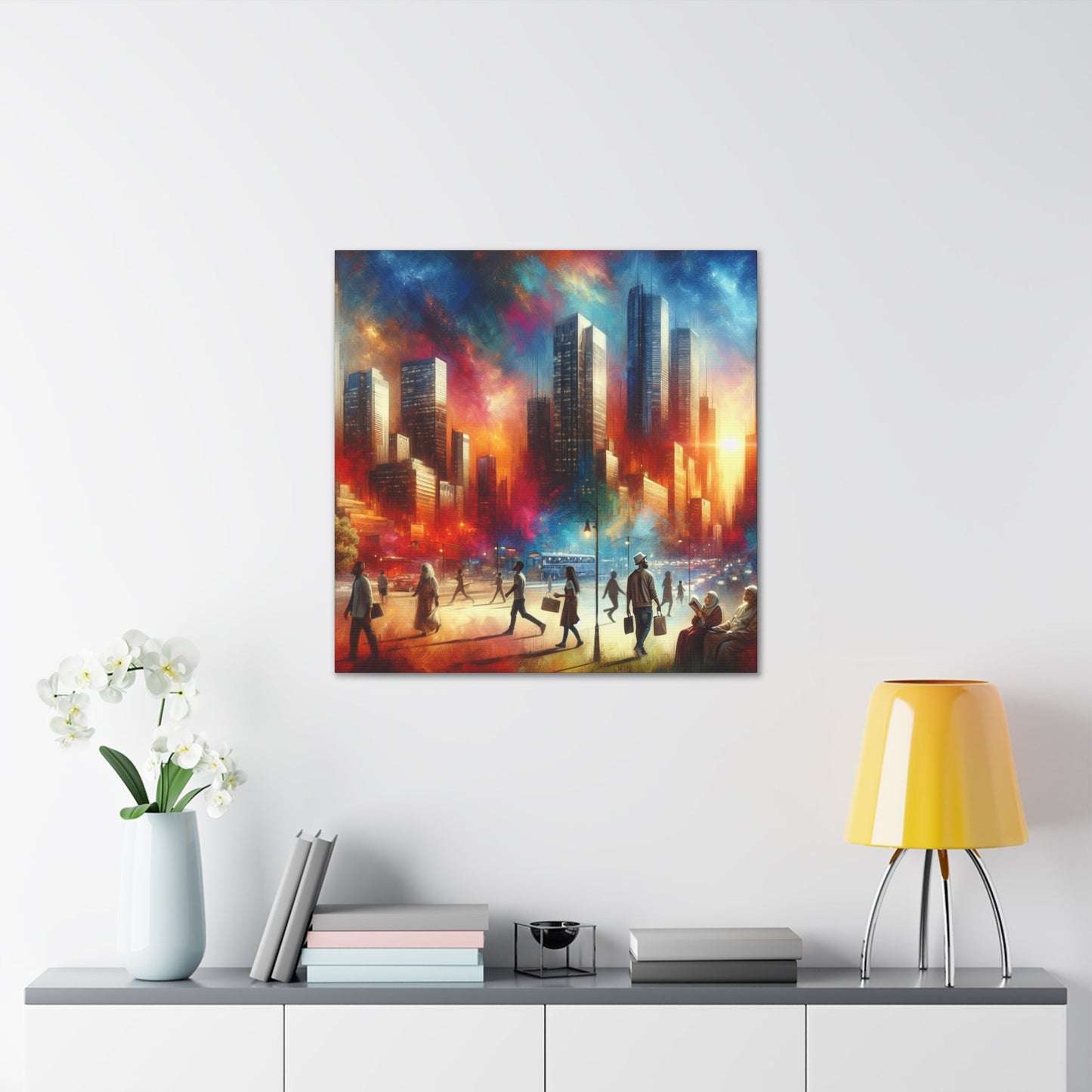 "Cosmic Cityscape: Vibrant Impressionistic Blend" - Canvas - Authentic4Us