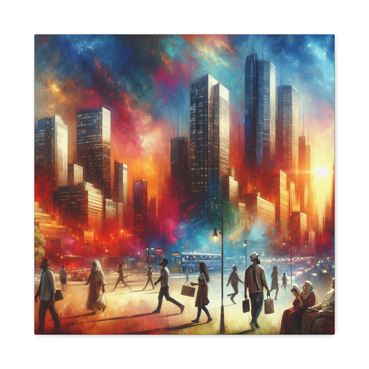 "Cosmic Cityscape: Vibrant Impressionistic Blend" - Canvas - Authentic4Us