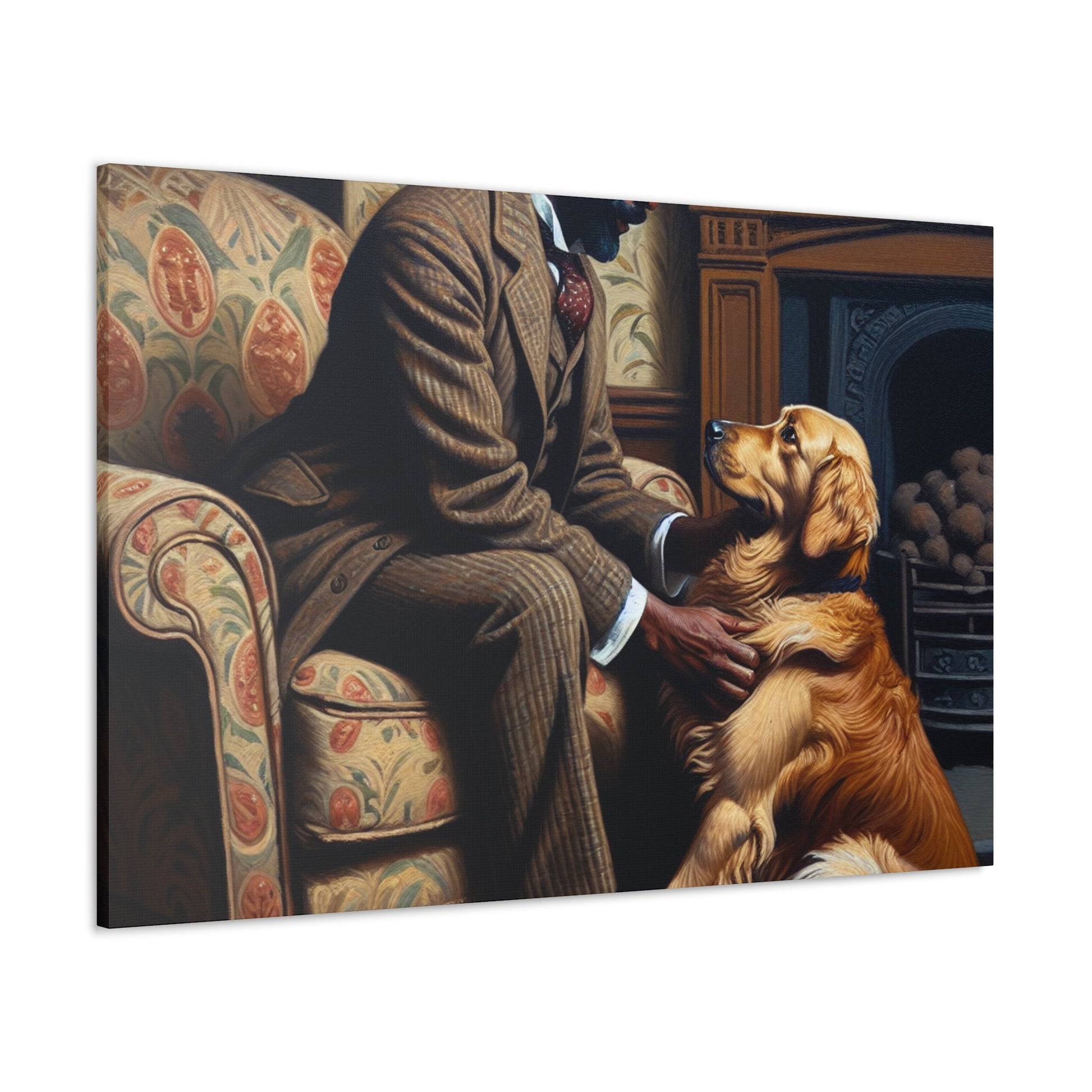 "Cozy Connection: Man and Dog" - Canvas - Authentic4Us