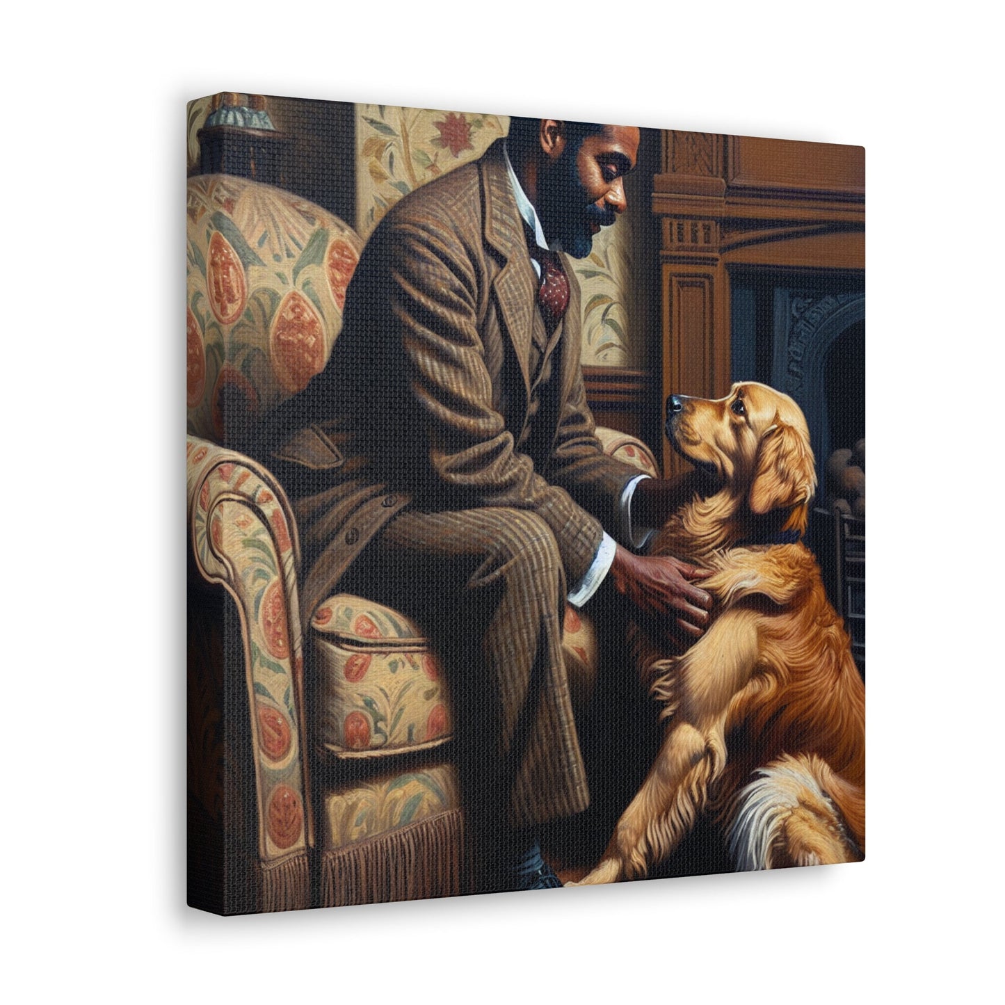 "Cozy Connection: Man and Dog" - Canvas - Authentic4Us