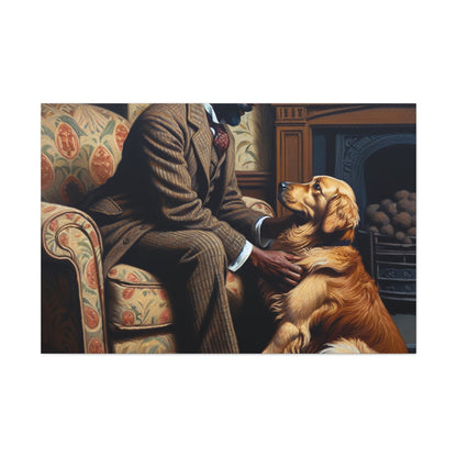 "Cozy Connection: Man and Dog" - Canvas - Authentic4Us