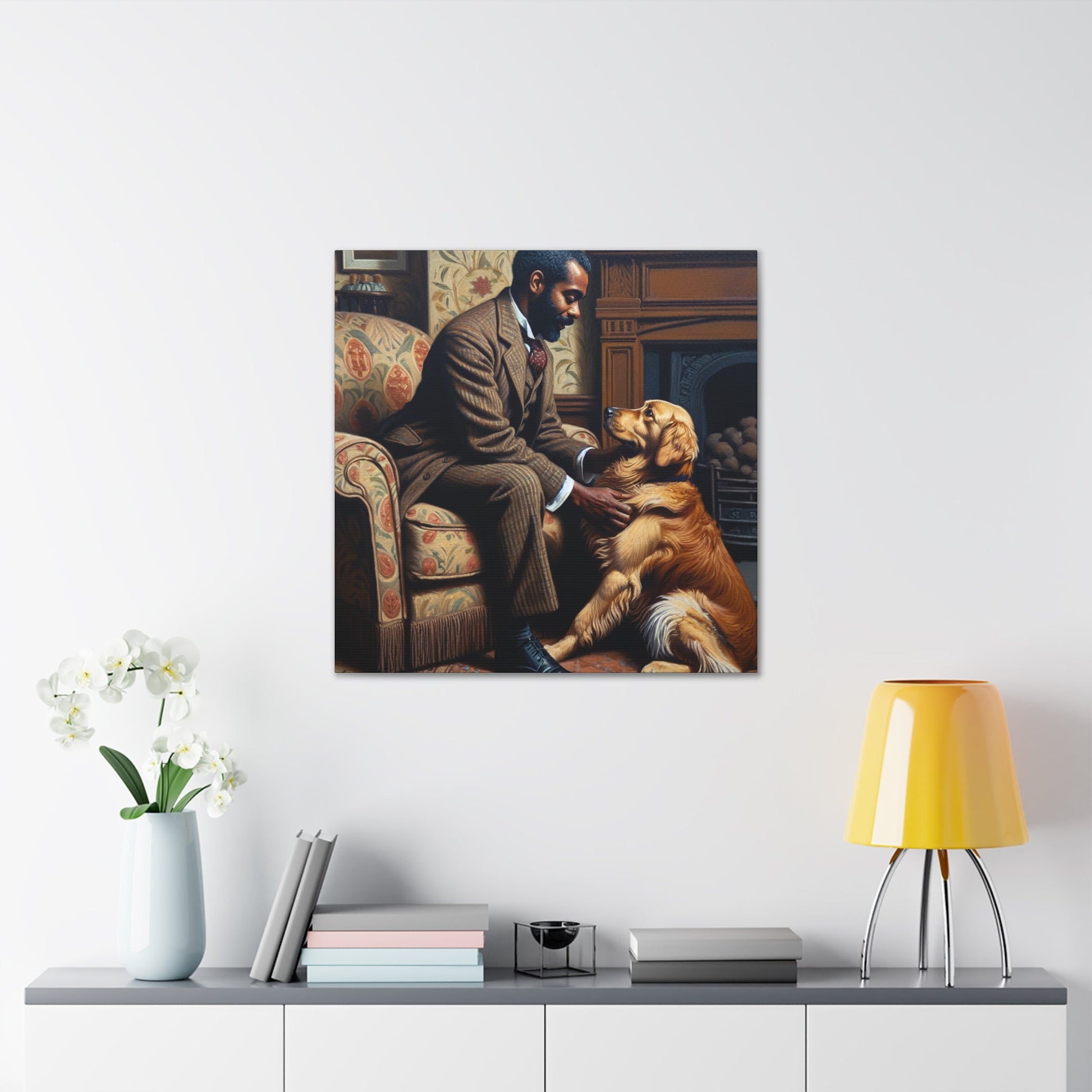 "Cozy Connection: Man and Dog" - Canvas - Authentic4Us