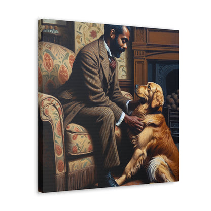 "Cozy Connection: Man and Dog" - Canvas - Authentic4Us