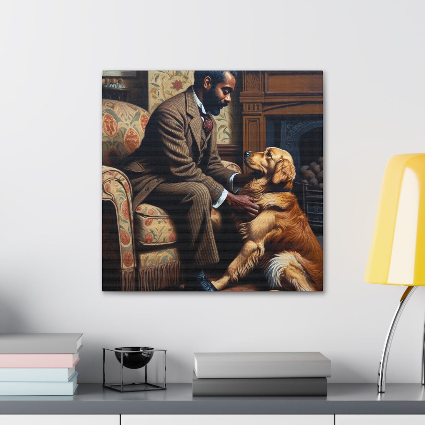 "Cozy Connection: Man and Dog" - Canvas - Authentic4Us