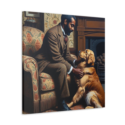 "Cozy Connection: Man and Dog" - Canvas - Authentic4Us