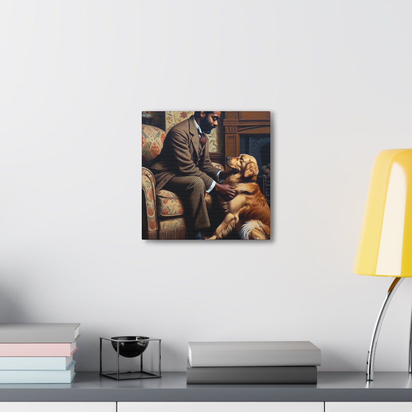 "Cozy Connection: Man and Dog" - Canvas - Authentic4Us