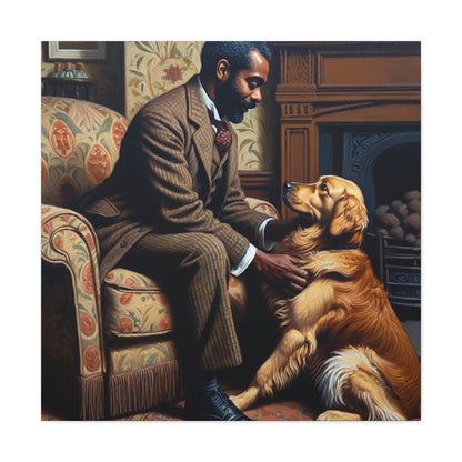 "Cozy Connection: Man and Dog" - Canvas - Authentic4Us