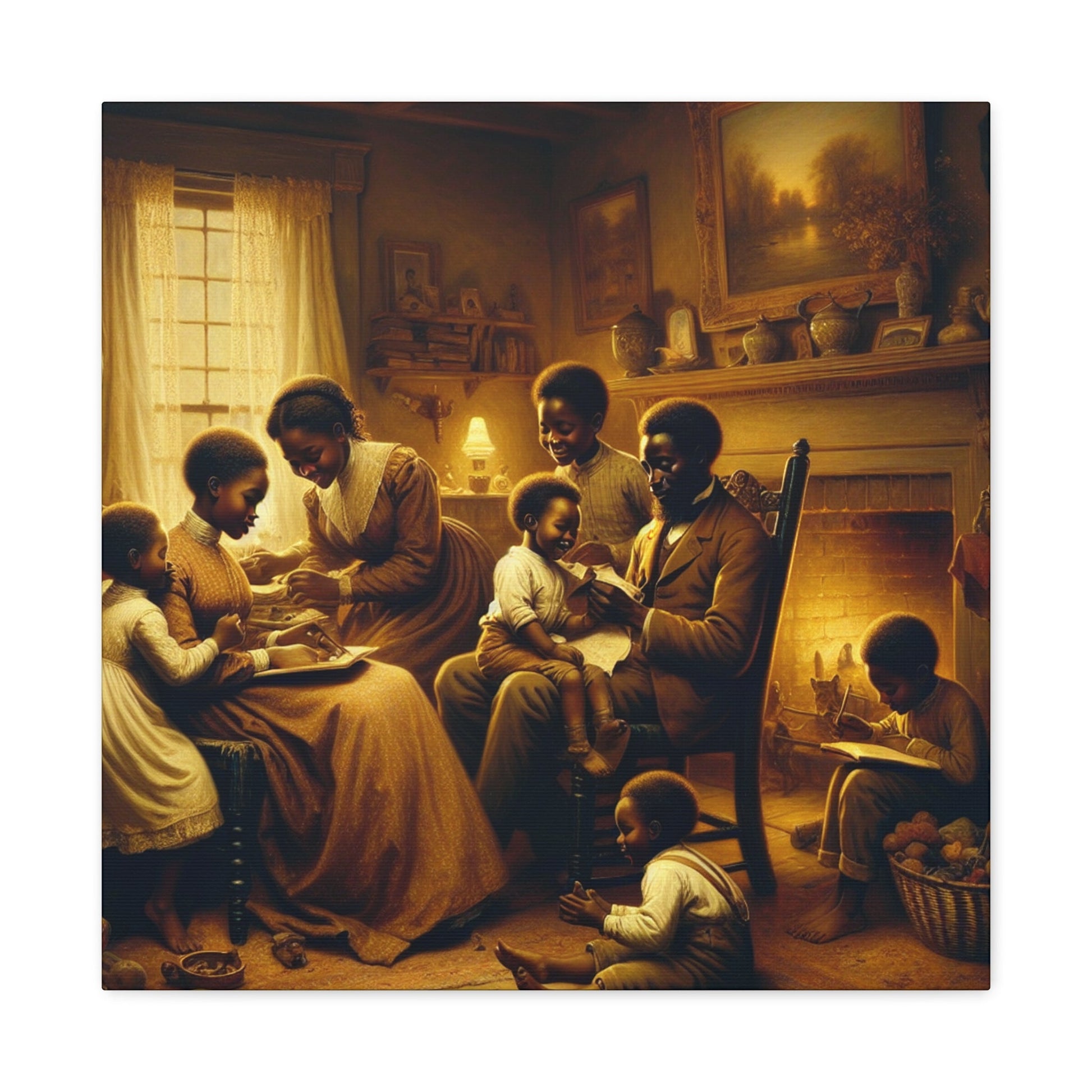 "Cozy Family Moments: A Serene Domestic Scene" - Canvas - Authentic4Us