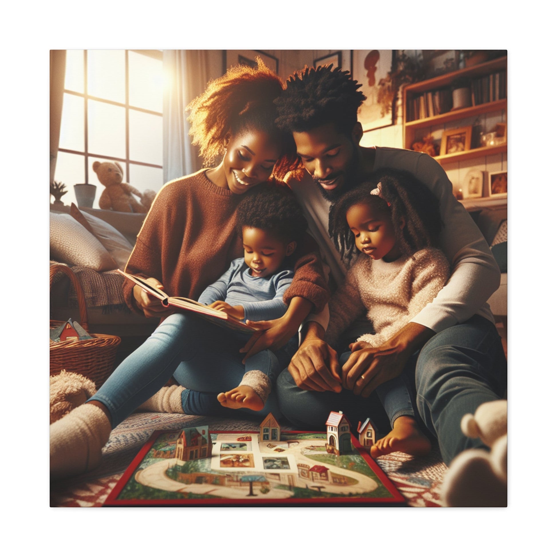 "Cozy Family Reading and Bonding" - Canvas - Authentic4Us