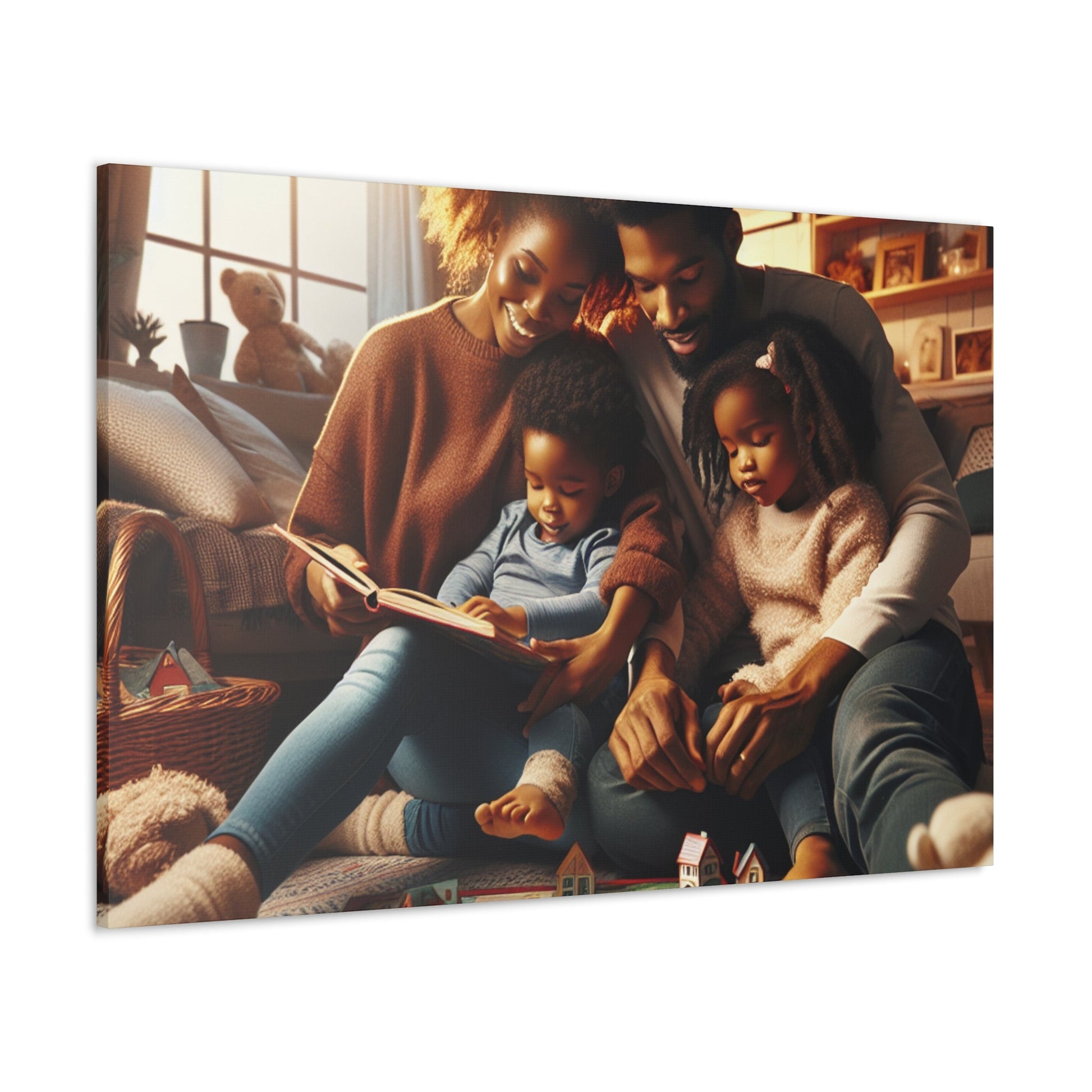 "Cozy Family Reading and Bonding" - Canvas - Authentic4Us