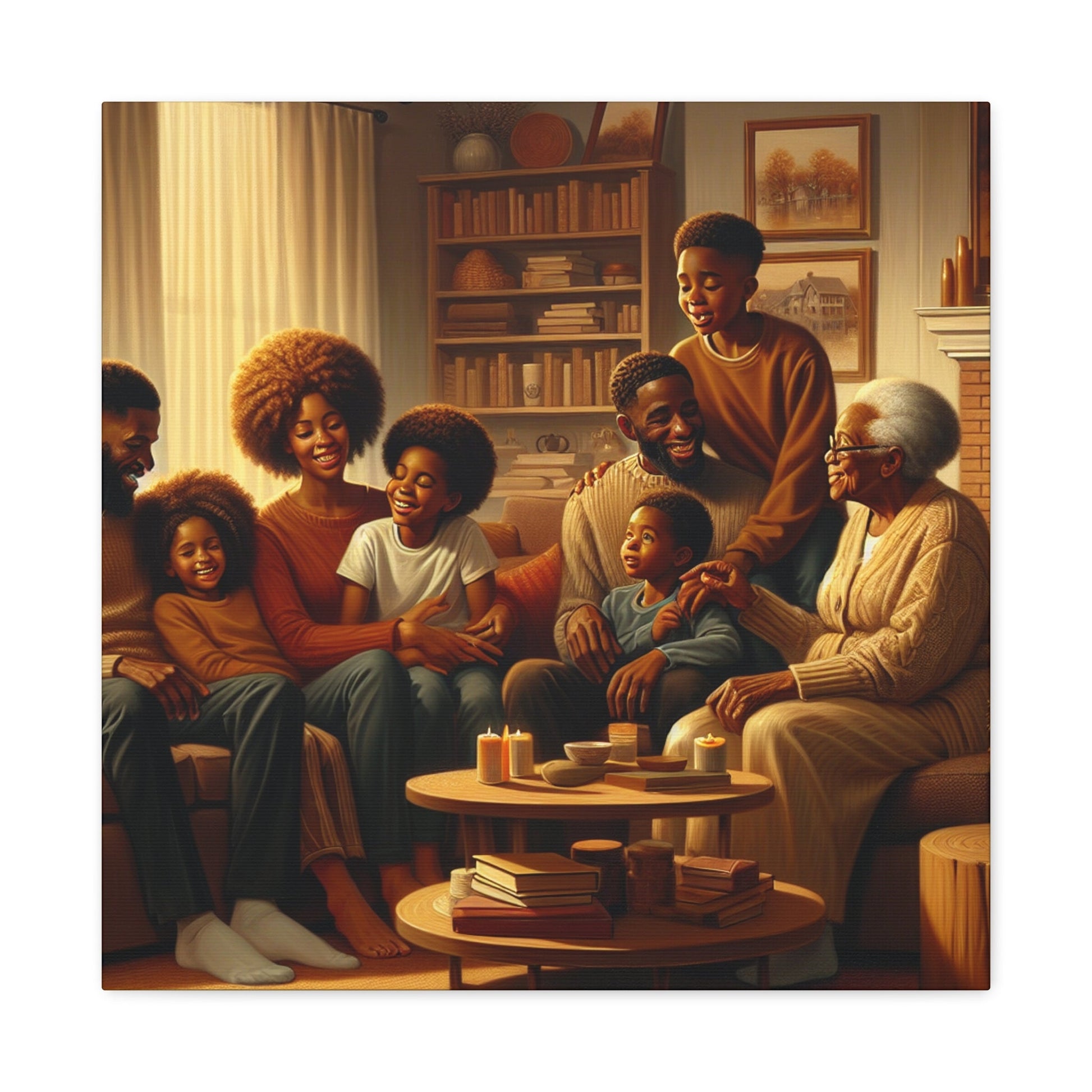 "Cozy Generations: A Warm Family Gathering" - Canvas - Authentic4Us