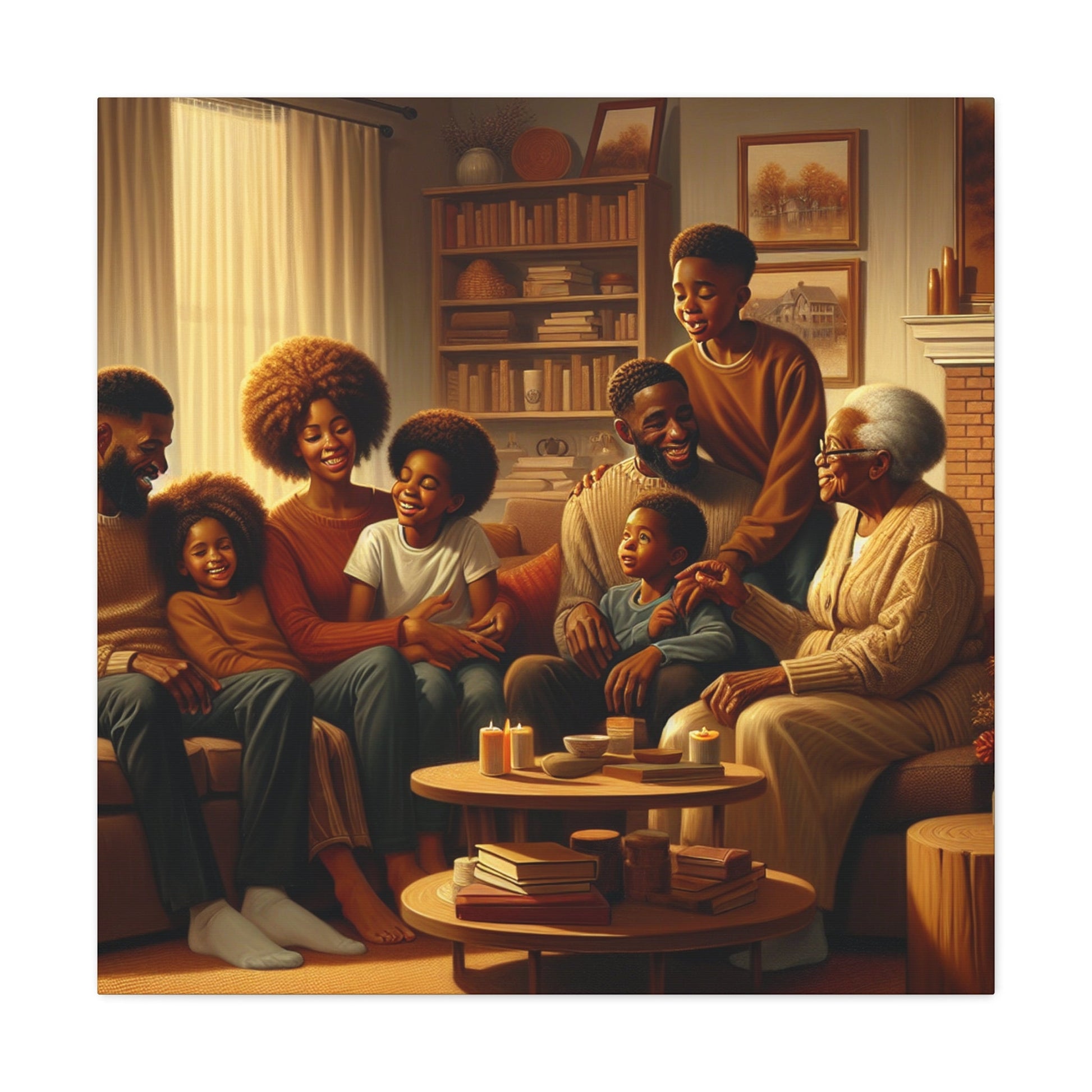 "Cozy Generations: A Warm Family Gathering" - Canvas - Authentic4Us