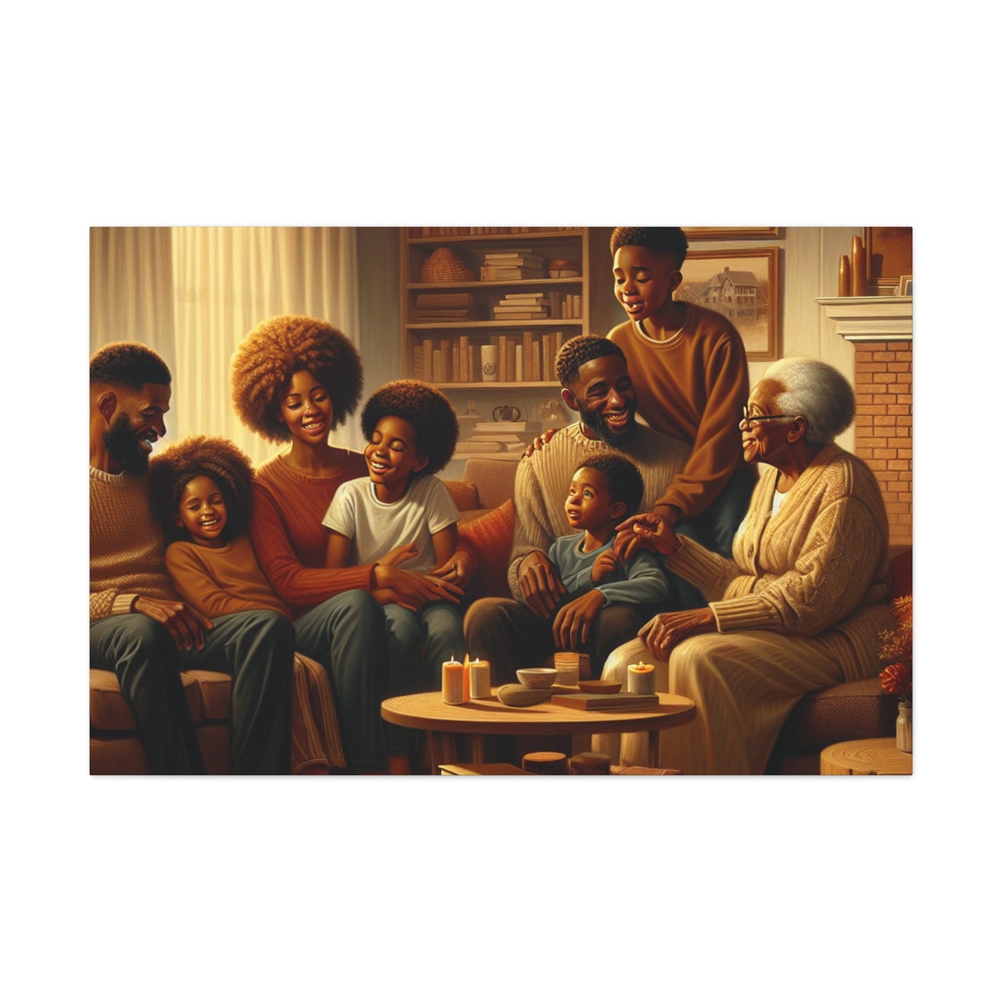 "Cozy Generations: A Warm Family Gathering" - Canvas - Authentic4Us