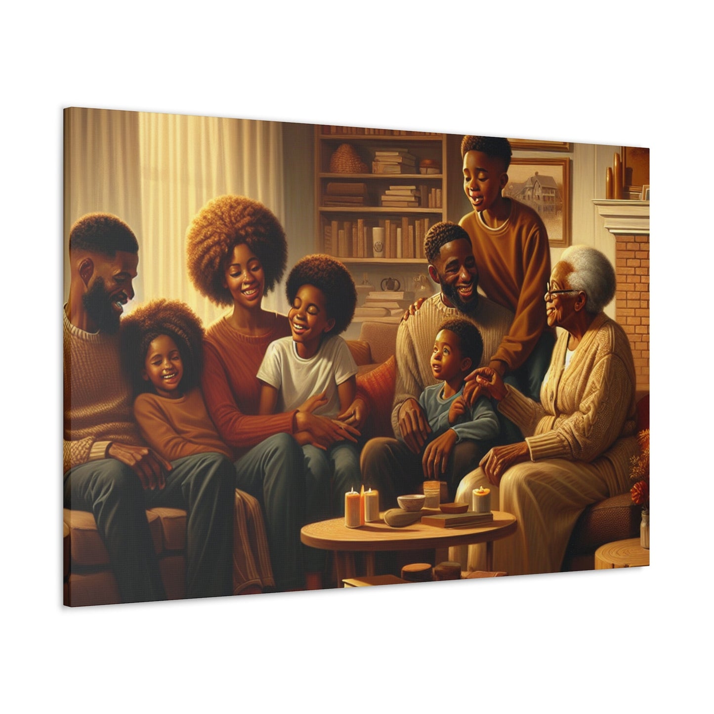 "Cozy Generations: A Warm Family Gathering" - Canvas - Authentic4Us