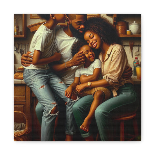 "Cozy Kitchen Love: A Family Embrace" - Canvas - Authentic4Us