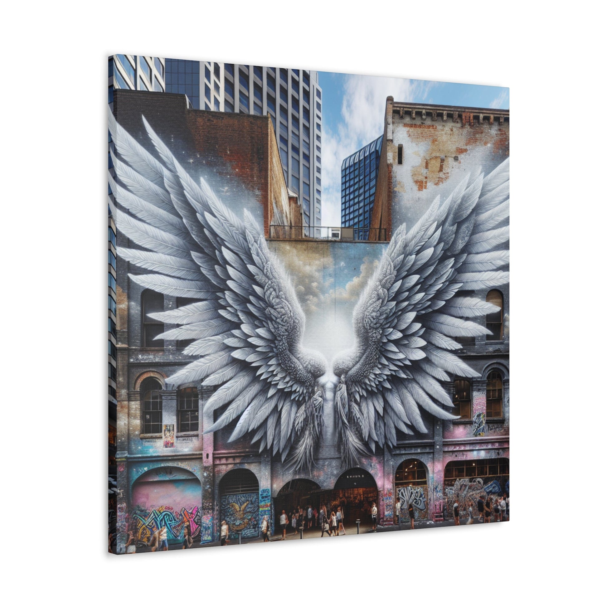 "Divine Wings in Urban Canvas" - Canvas - Authentic4Us