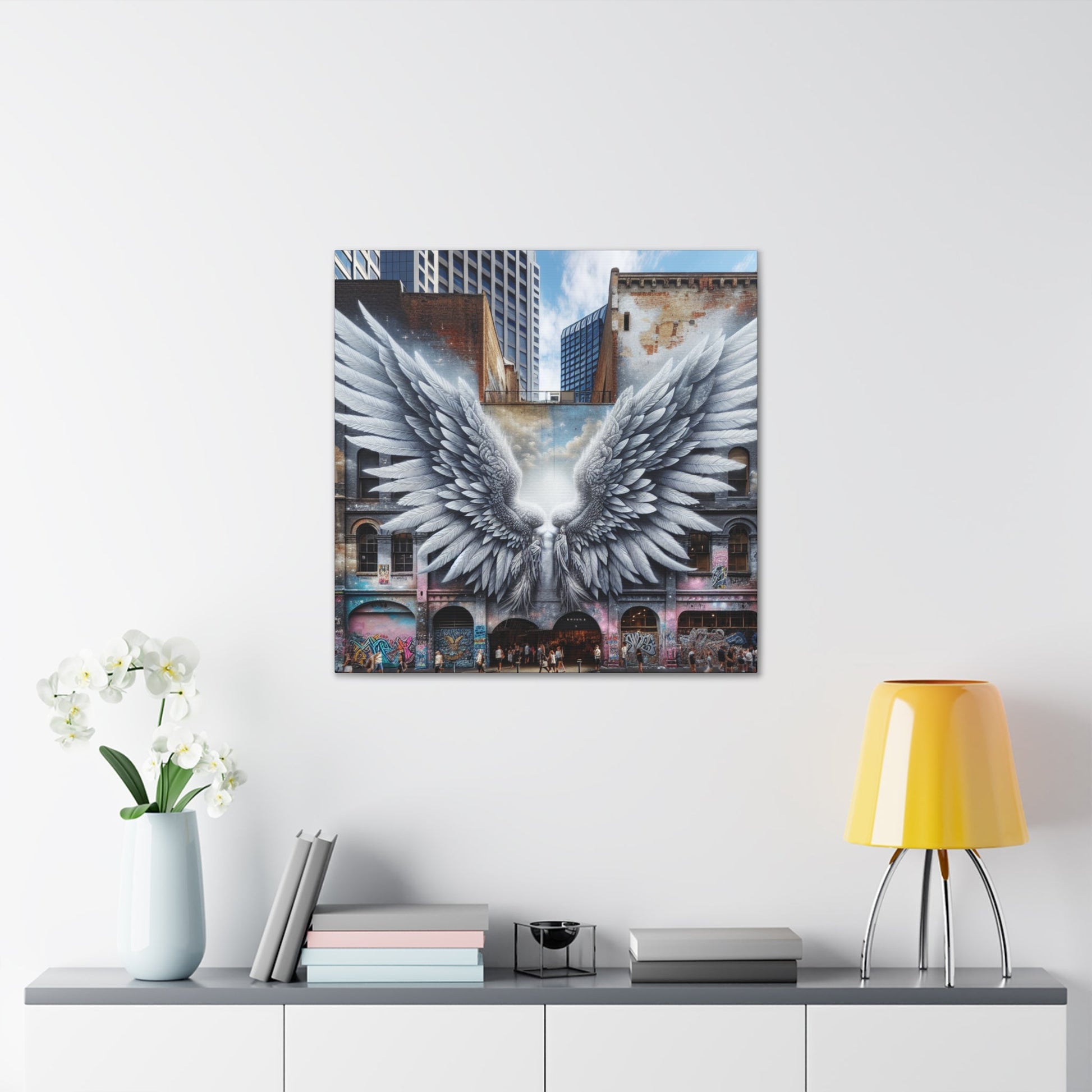 "Divine Wings in Urban Canvas" - Canvas - Authentic4Us