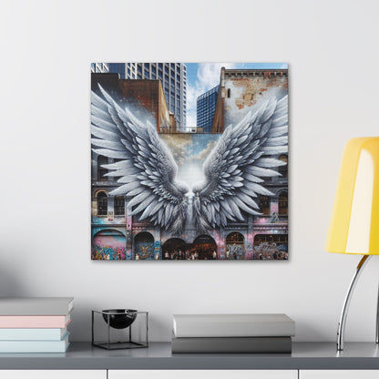 "Divine Wings in Urban Canvas" - Canvas - Authentic4Us