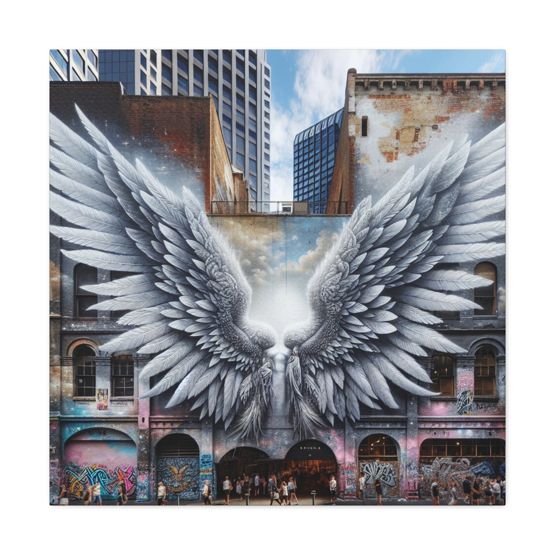 "Divine Wings in Urban Canvas" - Canvas - Authentic4Us